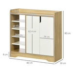 Shoe Storage Organizer w/ Double Door Cabinet Open Shelves for Hallway Entryway by HOMCOM