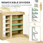 HOMCOM Shoe Storage Organizer w/ Double Door Cabinet Open Shelves for Hallway Entryway - Uncategorized Shoe Storage