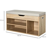 Sit-On Shoe Storage w/ Hidden Compartment Handles Sponge Top 80x30x43 cm Grey by HOMCOM