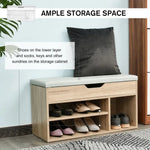 Sit-On Shoe Storage w/ Hidden Compartment Handles Sponge Top 80x30x43 cm Grey by HOMCOM