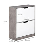 HOMCOM Two Drawer Shoe Cabinet Home Storage Organiser Groove Handles Hallway HOMCOM - Shoe Storage