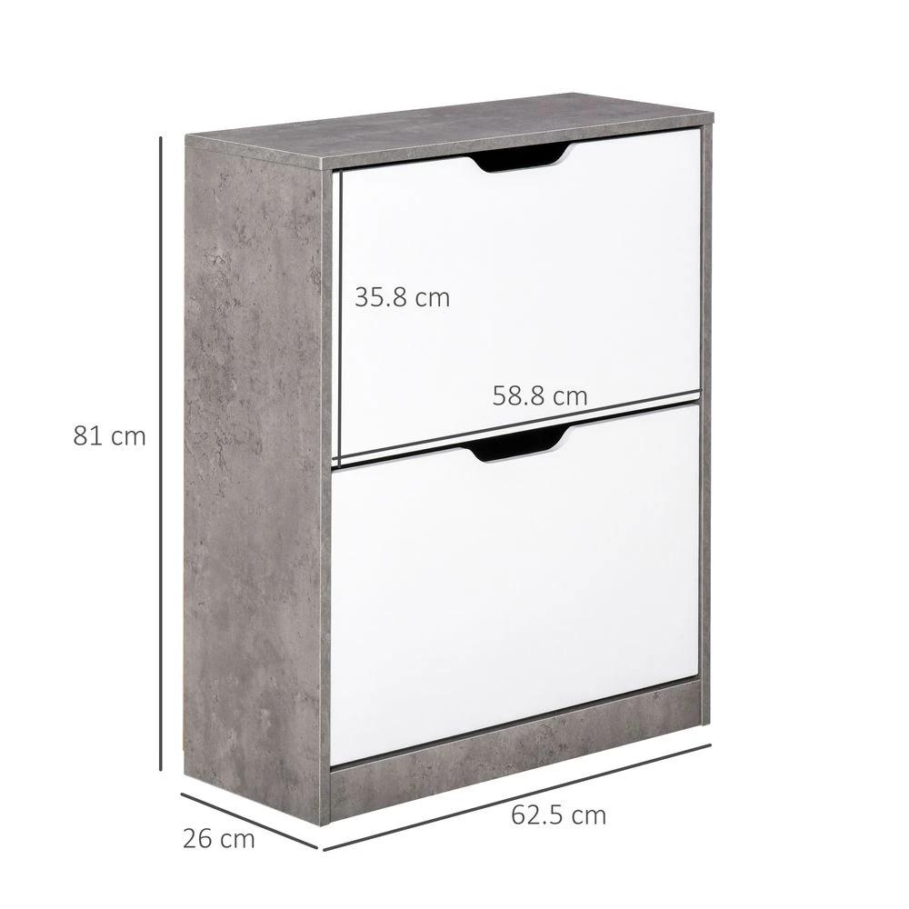 HOMCOM Two Drawer Shoe Cabinet Home Storage Organiser Groove Handles Hallway HOMCOM - Shoe Storage