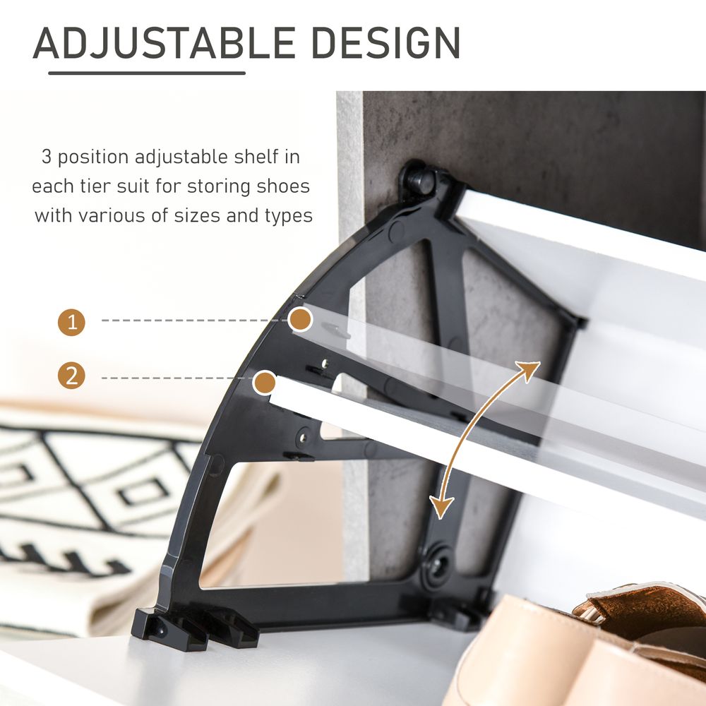 Two Drawer Shoe Cabinet Home Storage Organiser  Groove Handles Hallway HOMCOM - Shoe Storage from HOMCOM