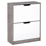 HOMCOM Two Drawer Shoe Cabinet Home Storage Organiser Groove Handles Hallway HOMCOM - Shoe Storage