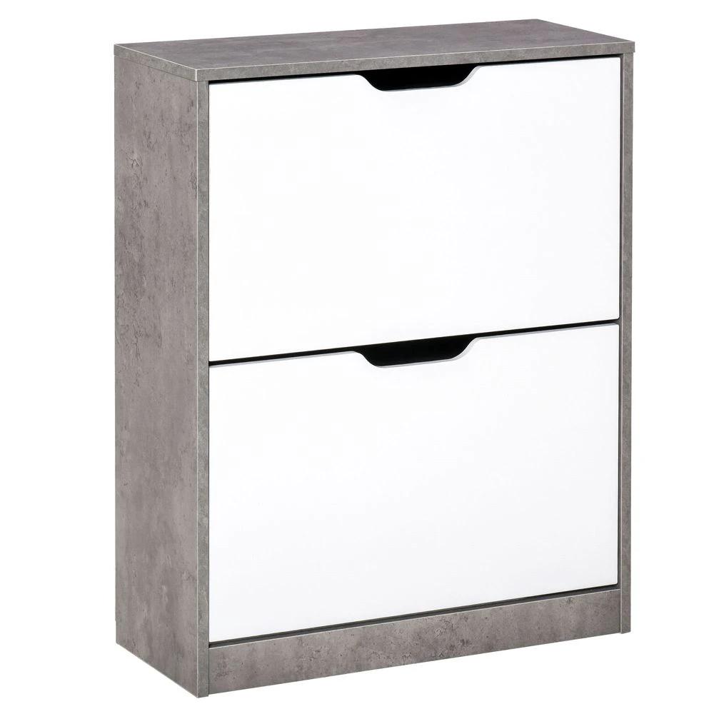 HOMCOM Two Drawer Shoe Cabinet Home Storage Organiser Groove Handles Hallway HOMCOM - Shoe Storage