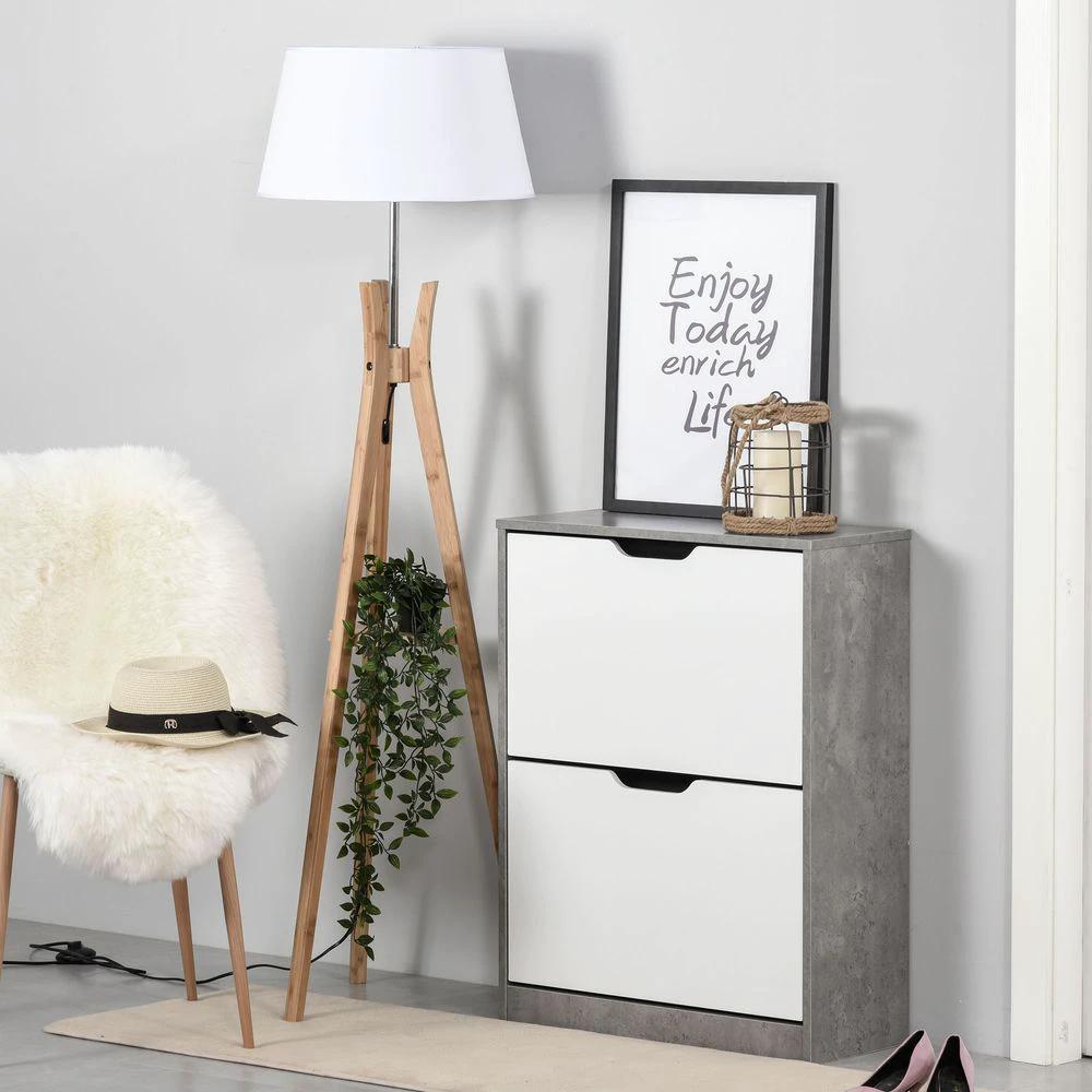 HOMCOM Two Drawer Shoe Cabinet Home Storage Organiser Groove Handles Hallway HOMCOM - Shoe Storage