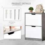 HOMCOM Two Drawer Shoe Cabinet Home Storage Organiser Groove Handles Hallway HOMCOM - Shoe Storage
