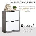 HOMCOM Two Drawer Shoe Cabinet Home Storage Organiser Groove Handles Hallway HOMCOM - Shoe Storage