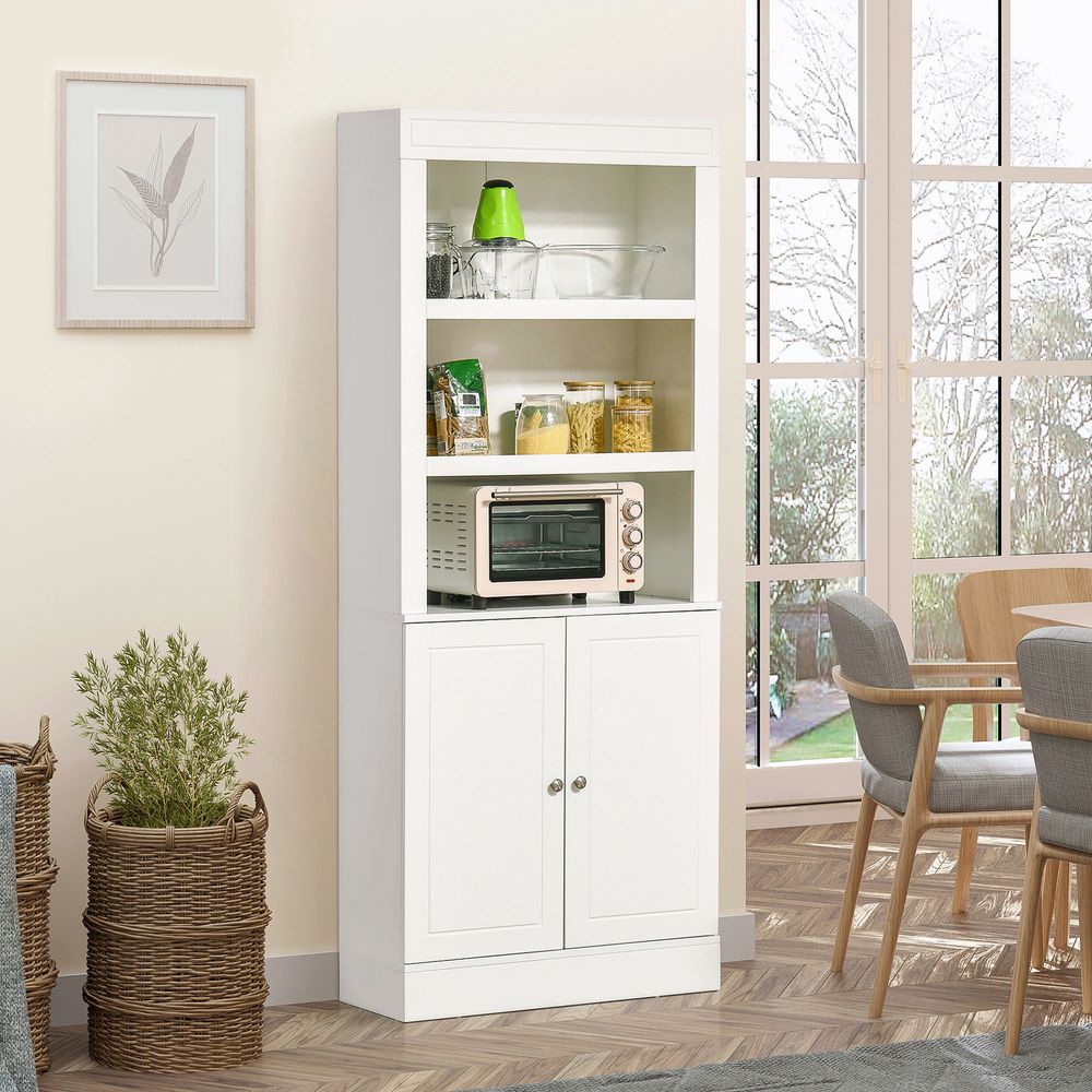 Kitchen Cupboard with 6-tier Shelving, Sideboard  Double-door , White - Sideboard from HOMCOM