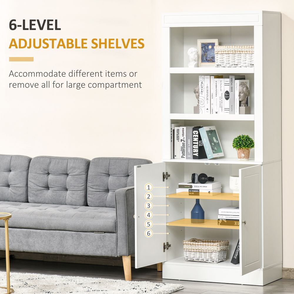 Kitchen Cupboard with 6-tier Shelving, Sideboard  Double-door , White - Sideboard from HOMCOM