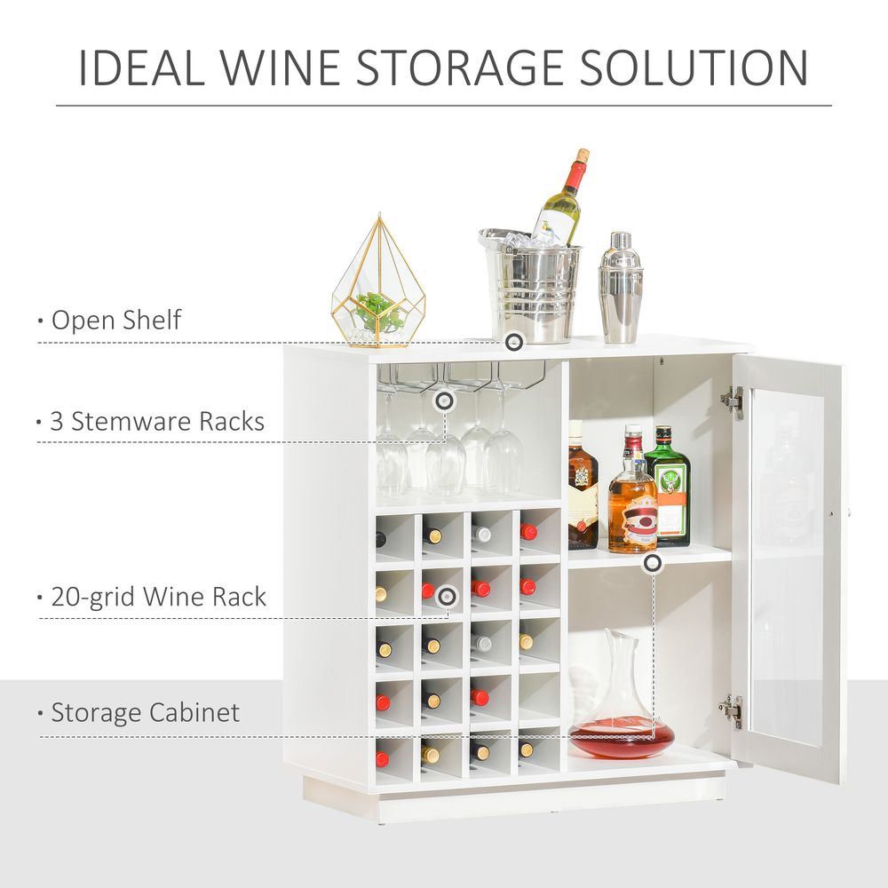 Modern Sideboard Wine Cabinet Cupboard with Glass Door Glass Holder - Sideboard from HOMCOM