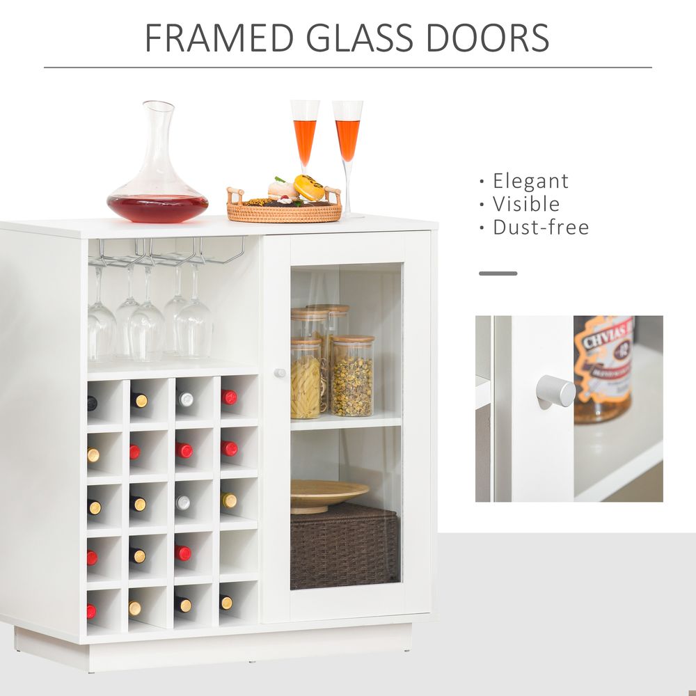 Modern Sideboard Wine Cabinet Cupboard with Glass Door Glass Holder - Sideboard from HOMCOM