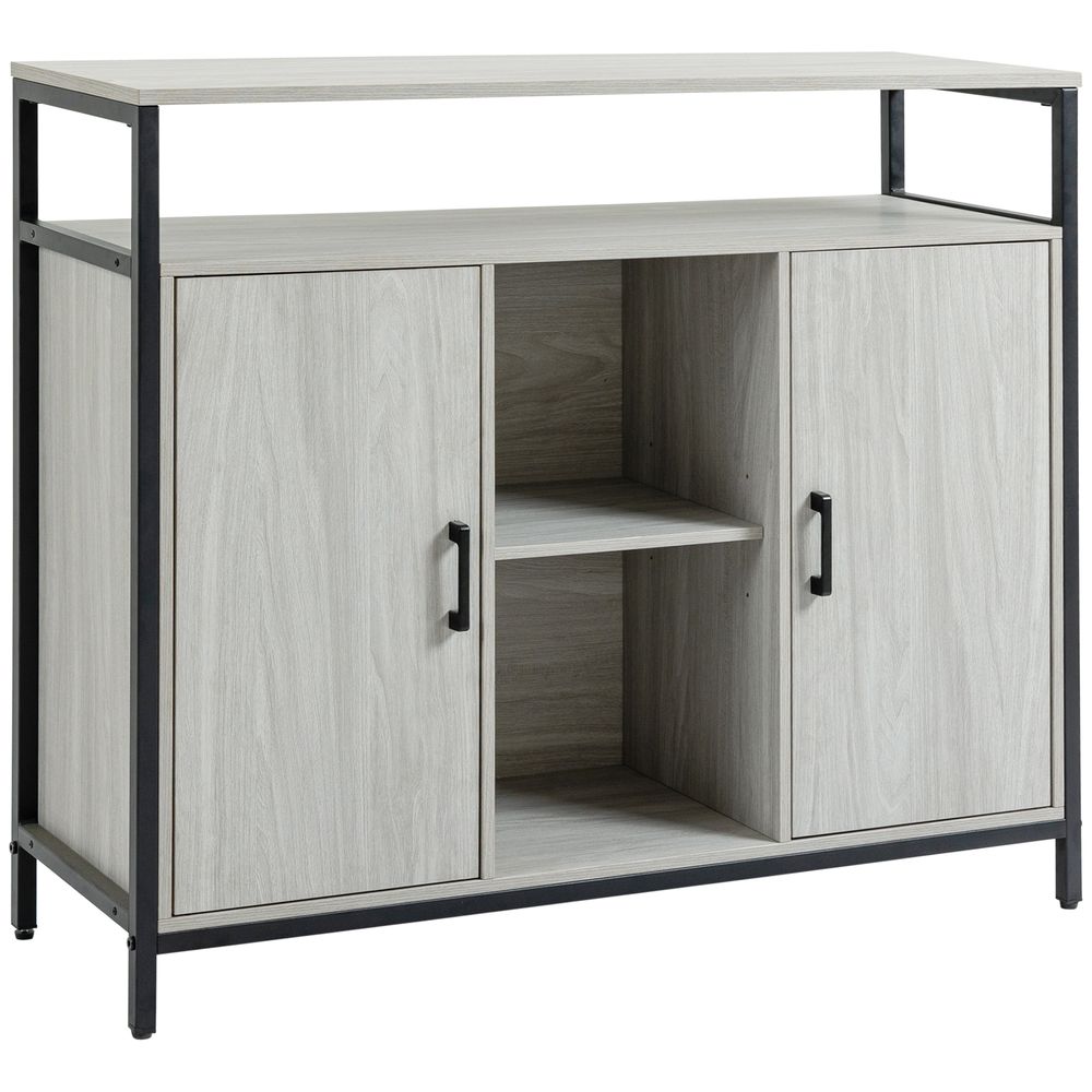Sideboard, Steel Frame 2 Doors and Adjustable Shelves Light Grey - Sideboard from HOMCOM