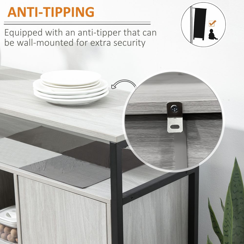 Sideboard, Steel Frame 2 Doors and Adjustable Shelves Light Grey - Sideboard from HOMCOM