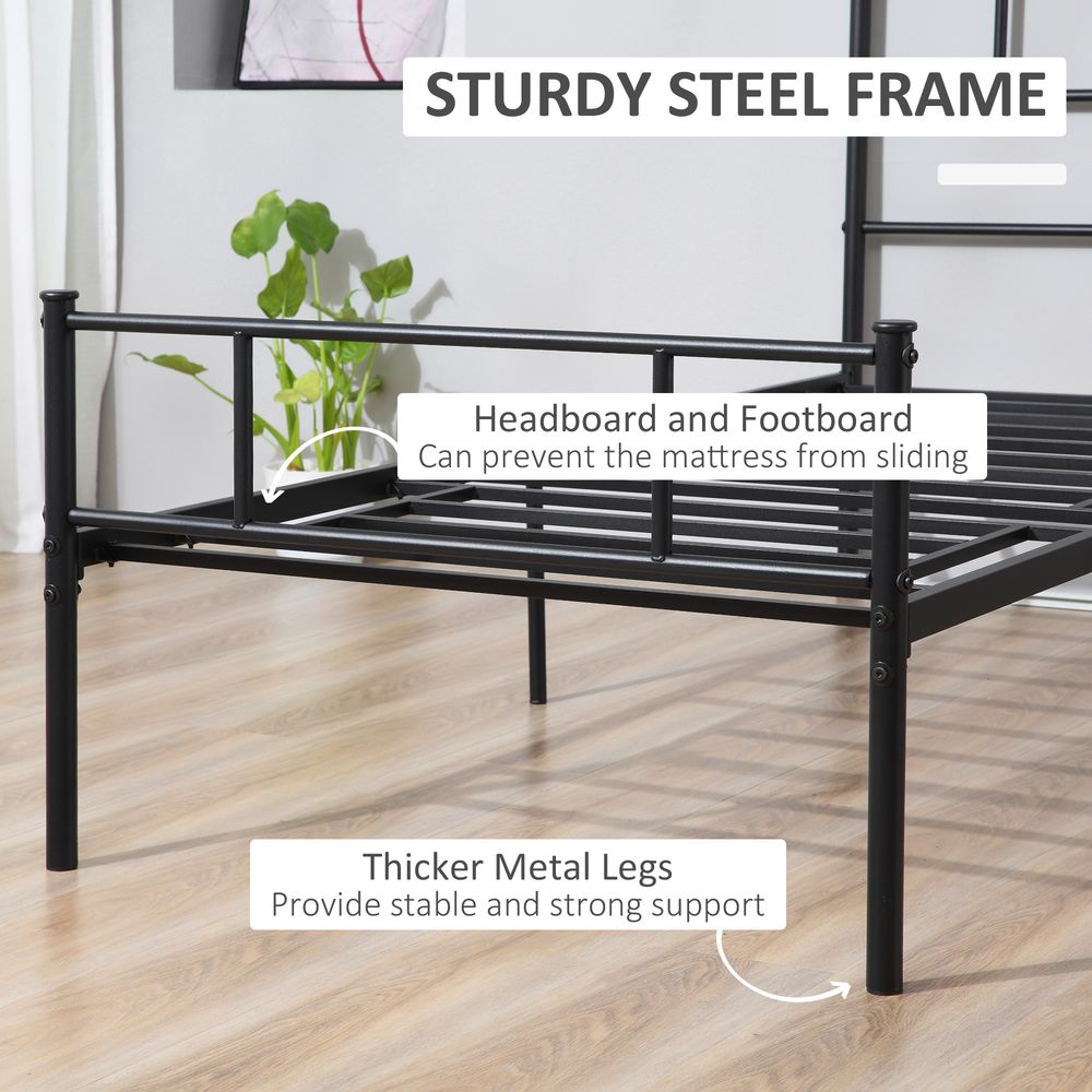 Single Metal Bed Frame  Headboard and Footboard, Underbed Storage Space - Single Bed from HOMCOM