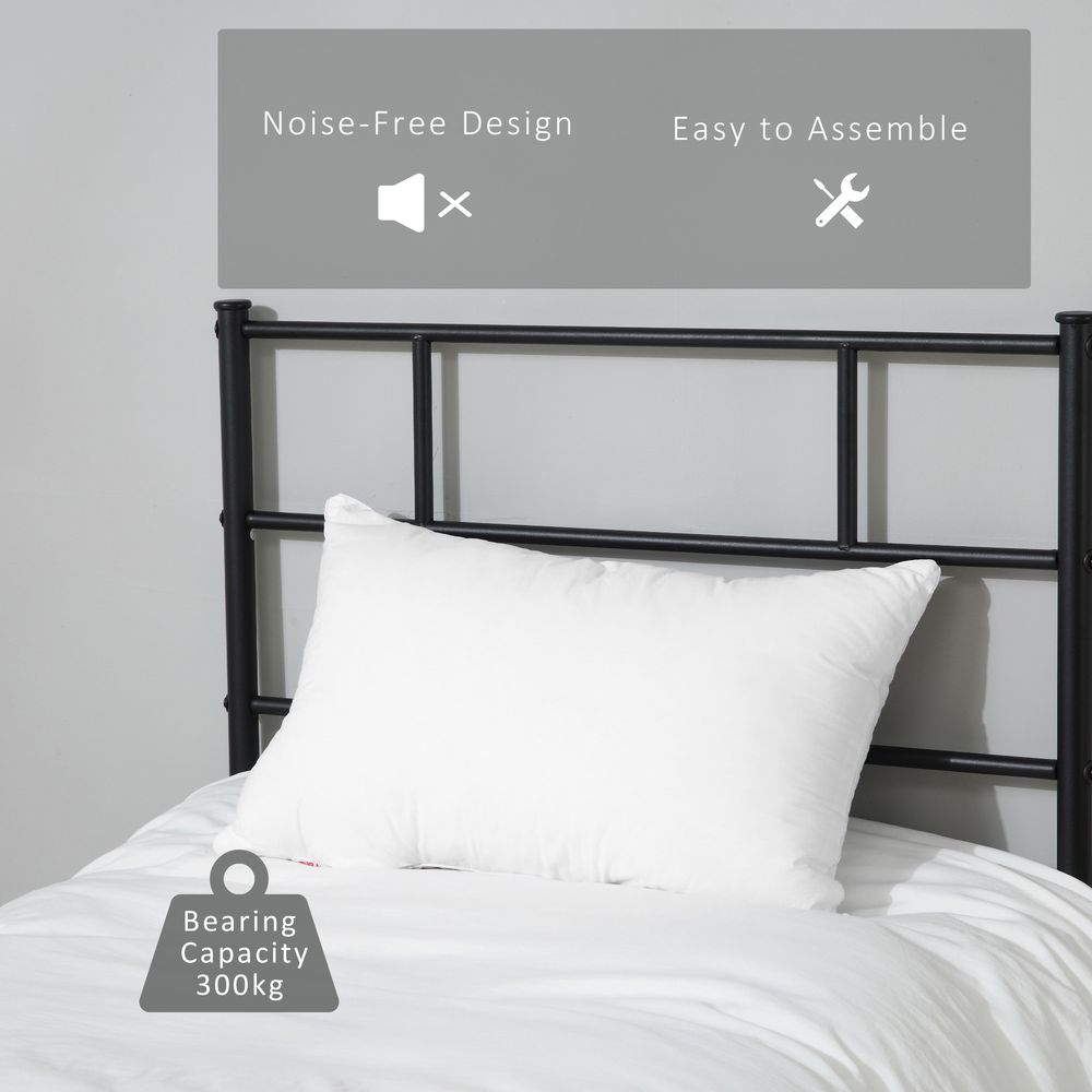 Single Metal Bed Frame  Headboard and Footboard, Underbed Storage Space - Single Bed from HOMCOM