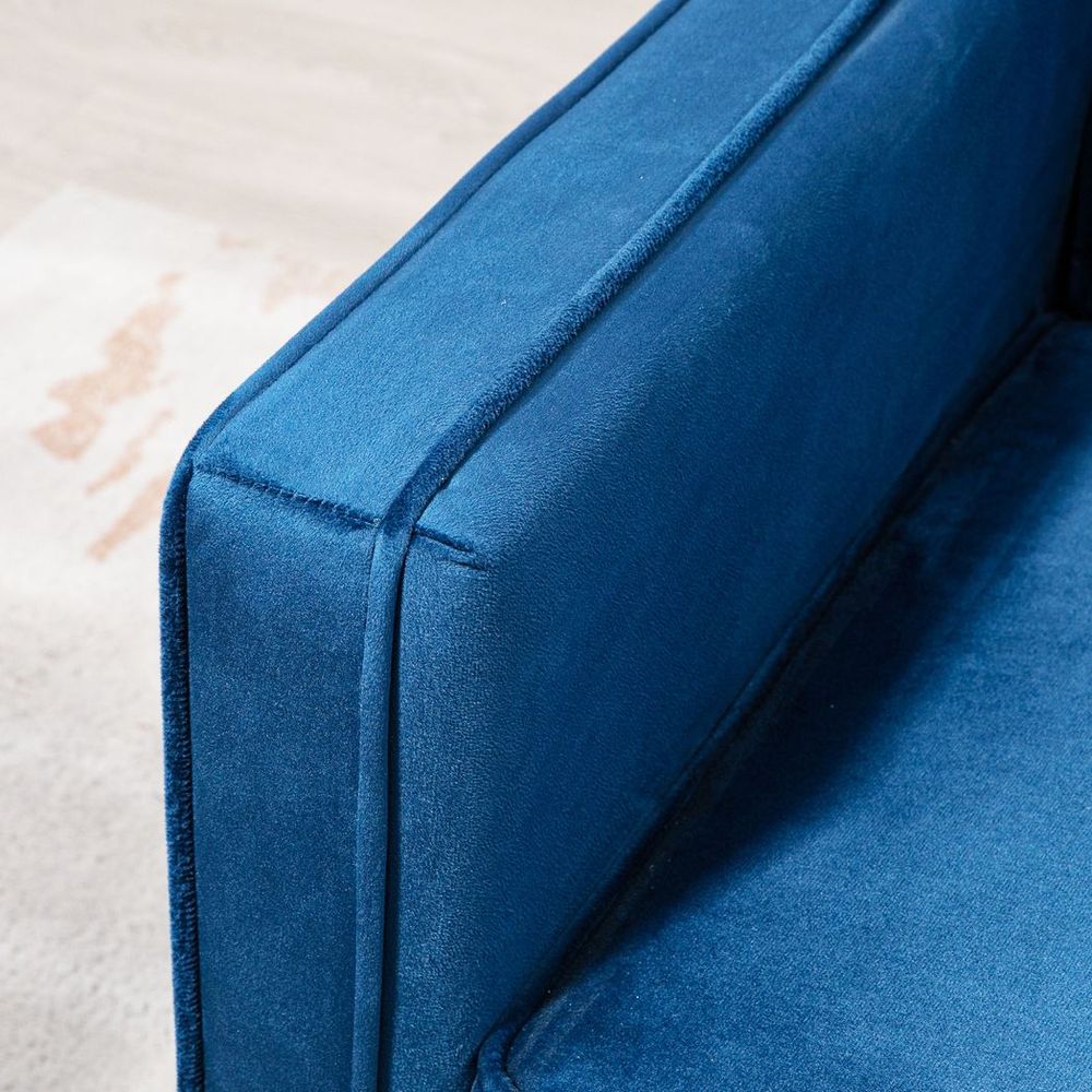 Convertible Sofa Futon Velvet-Touch Tufted Couch Sofa Bed Split Back Blue - Sofa Bed from HOMCOM