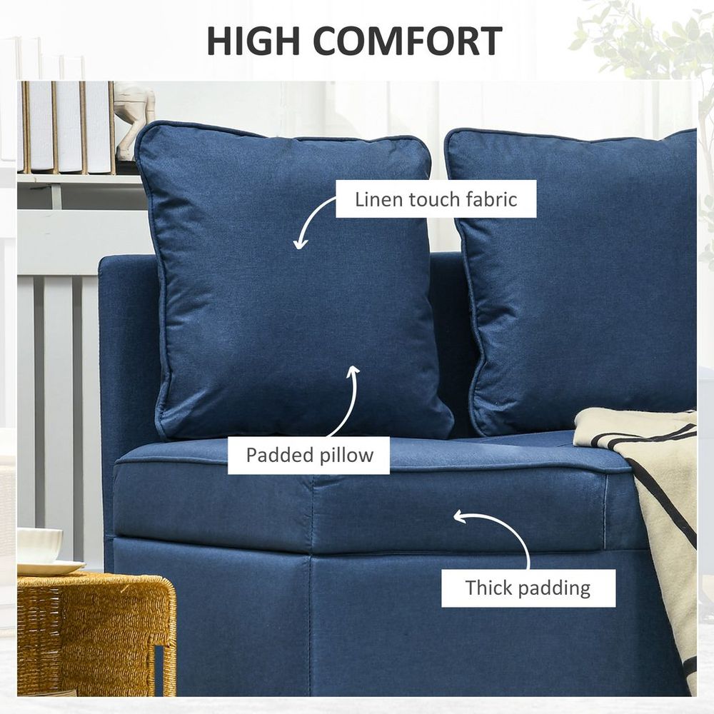 Folding Sleeper Sofa Bed Chair with Pillows, Pocket, Blue - Sofa Bed from HOMCOM
