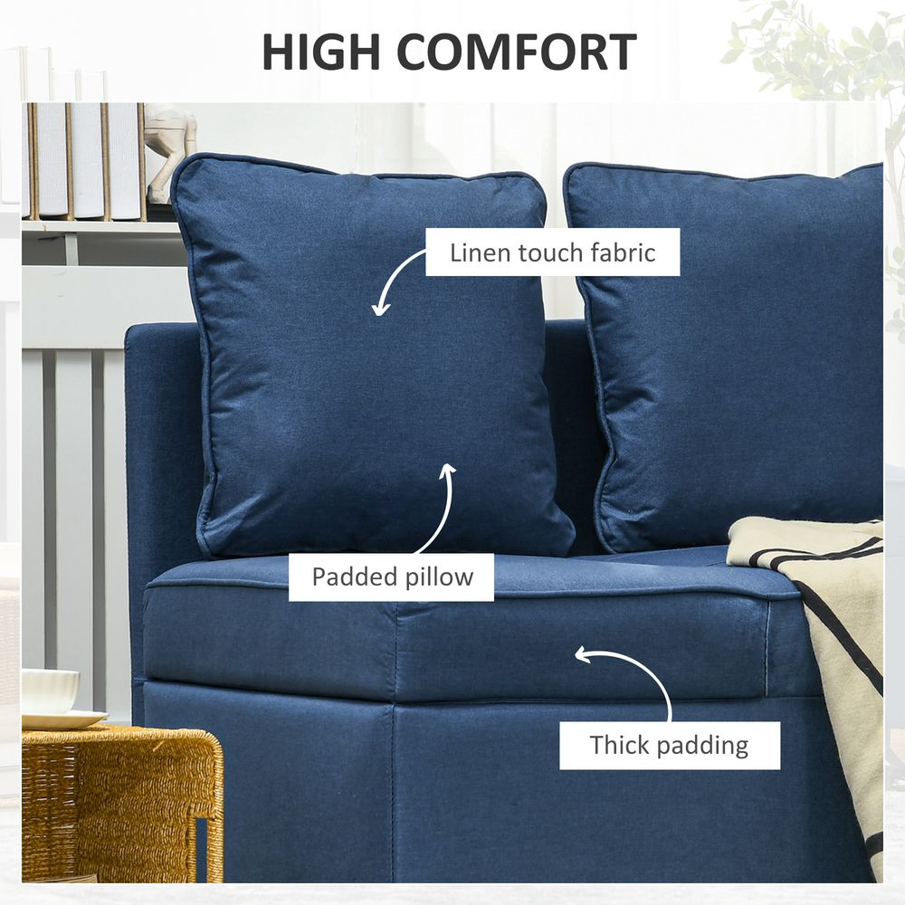 Folding Sleeper Sofa Bed Chair with Pillows, Pocket, Blue - Sofa Bed from HOMCOM