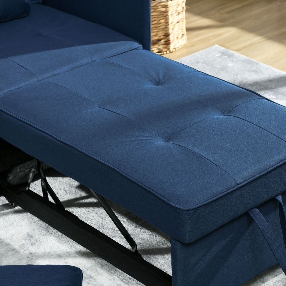 Folding Sleeper Sofa Bed Chair with Pillows, Pocket, Blue - Sofa Bed from HOMCOM