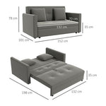 HOMCOM 2 Seater Sofa Bed Convertible Bed Settee w/ 2 Cushions Storage Light Grey - Sofa Bed from HOMCOM