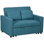 HOMCOM HOMCOM 2 Seater Sofa Bed Convertible Bed Settee with Cushions, Pockets, Blue - Sofa Bed
