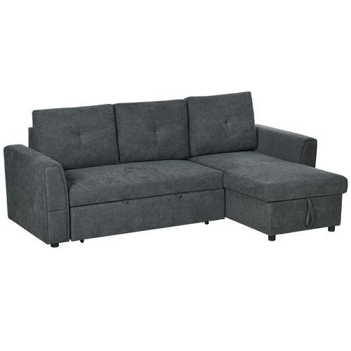 HOMCOM 3 Seater Sofa Bed, Convertible Pull Out Sofa with Storage, Dark Grey - Sofa Bed from HOMCOM