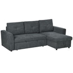 HOMCOM 3 Seater Sofa Bed, Convertible Pull Out Sofa with Storage, Dark Grey - Sofa Bed from HOMCOM
