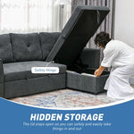 HOMCOM 3 Seater Sofa Bed, Convertible Pull Out Sofa with Storage, Dark Grey - Sofa Bed from HOMCOM