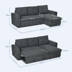 HOMCOM 3 Seater Sofa Bed, Convertible Pull Out Sofa with Storage, Dark Grey - Sofa Bed from HOMCOM