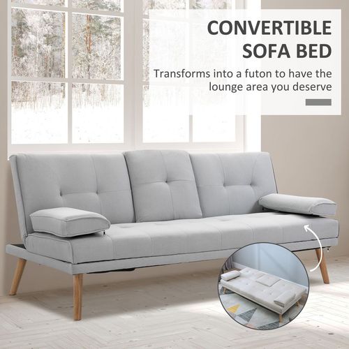 HOMCOM 3 Seater Sofa Bed Scandi Style Recliner Adjustable Back Middle Table - Sofa Bed from HOMCOM