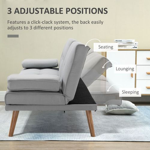 HOMCOM 3 Seater Sofa Bed Scandi Style Recliner Adjustable Back Middle Table - Sofa Bed from HOMCOM