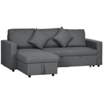 HOMCOM Corner Sofa Bed with Storage, 3 Seater Pull Out Sofa Bed, Dark Grey - Sofa Bed from HOMCOM