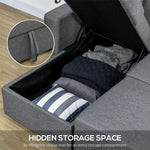 HOMCOM Corner Sofa Bed with Storage, 3 Seater Pull Out Sofa Bed, Dark Grey - Sofa Bed from HOMCOM