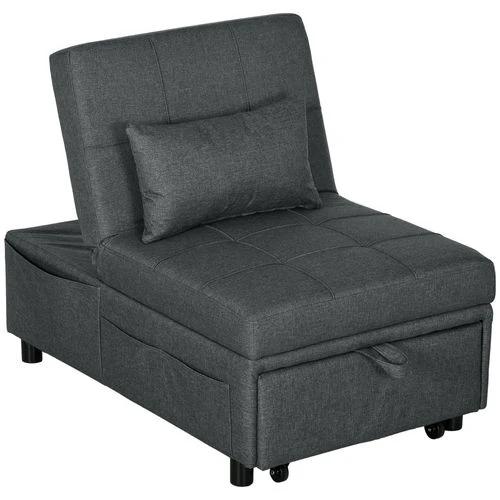 HOMCOM HOMCOM Folding Sofa Bed Adjustable Single Sleeper w/ Pillow Side Pocket, Grey - Sofa Bed