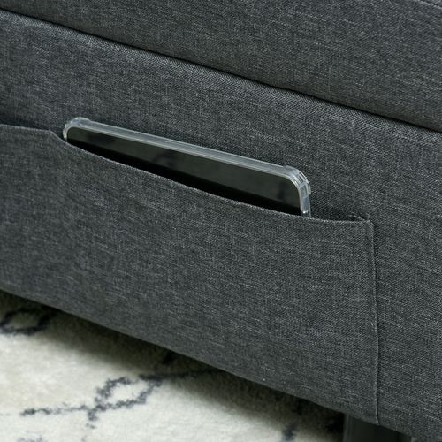 HOMCOM Folding Sofa Bed Adjustable Single Sleeper w/ Pillow Side Pocket, Grey - Sofa Bed from HOMCOM