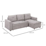 HOMCOM Linen-Look L-Shaped Sofa Bed w/ Storage Bed Sleeper Flat Studio Grey - Sofa Bed from HOMCOM