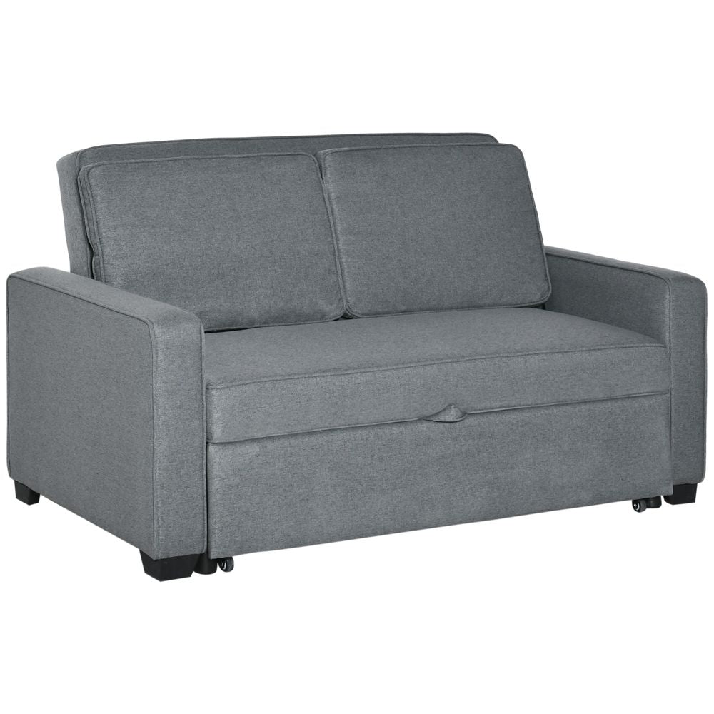 Modern 2 Seater Sofa Bed Click Clack Couch Sleeper for Living Room Grey - Sofa Bed from HOMCOM