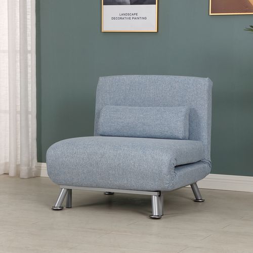 Single Folding 5 Position Convertible Sleeper Chair Sofa Bed Blue - Sofa Bed from HOMCOM