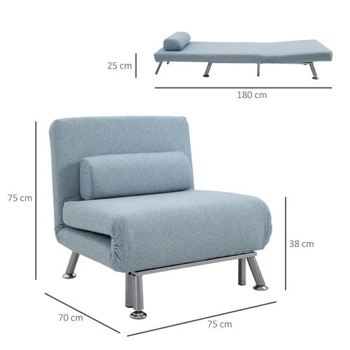 Single Folding 5 Position Convertible Sleeper Chair Sofa Bed Blue - Sofa Bed from HOMCOM