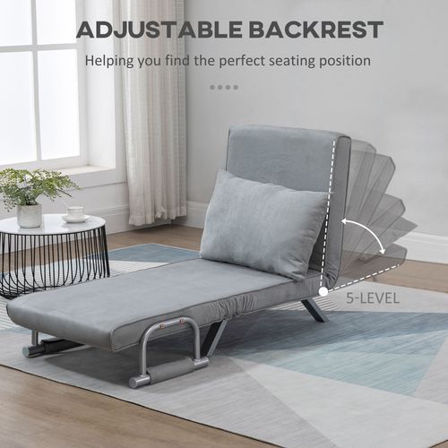 Sofa Bed Foldable Portable Armchair Sleeper Lounge  Pillow Light Grey - Sofa Bed from HOMCOM