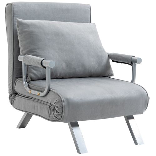 Sofa Bed Foldable Portable Armchair Sleeper Lounge  Pillow Light Grey - Sofa Bed from HOMCOM