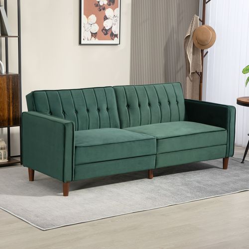 HOMCOM Convertible Sofa Futon Velvet-Touch Tufted Couch Sofa Bed - Sofa Bed from HOMCOM