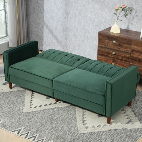 HOMCOM Convertible Sofa Futon Velvet-Touch Tufted Couch Sofa Bed - Sofa Bed from HOMCOM