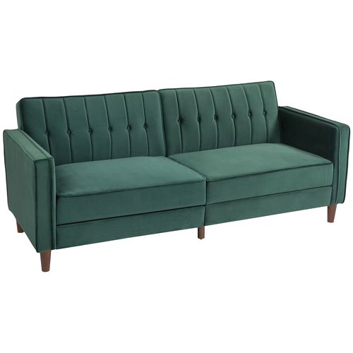 HOMCOM Convertible Sofa Futon Velvet-Touch Tufted Couch Sofa Bed - Sofa Bed from HOMCOM