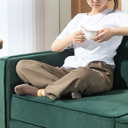 HOMCOM Convertible Sofa Futon Velvet-Touch Tufted Couch Sofa Bed - Sofa Bed from HOMCOM