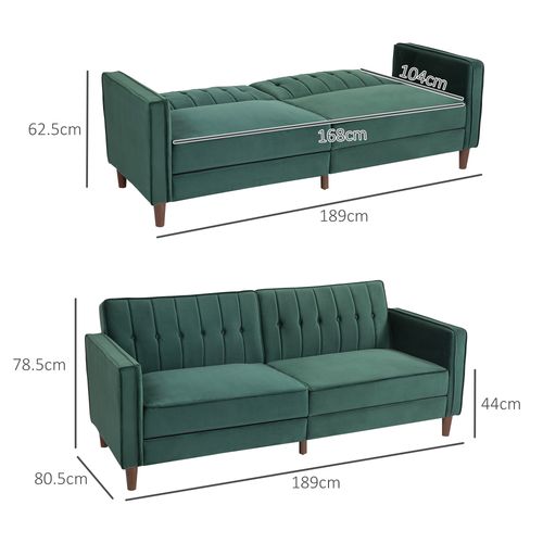 HOMCOM Convertible Sofa Futon Velvet-Touch Tufted Couch Sofa Bed - Sofa Bed from HOMCOM