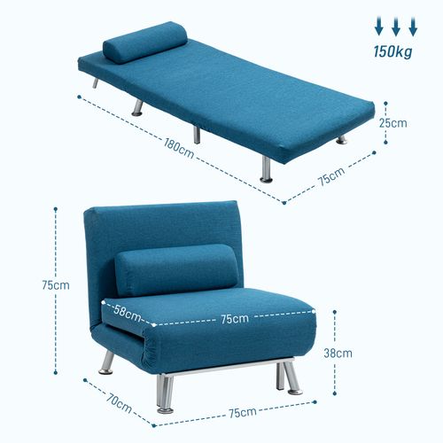 HOMCOM Single Folding 5 Position Convertible Sleeper Chair Sofa Bed - Sofa Bed from HOMCOM