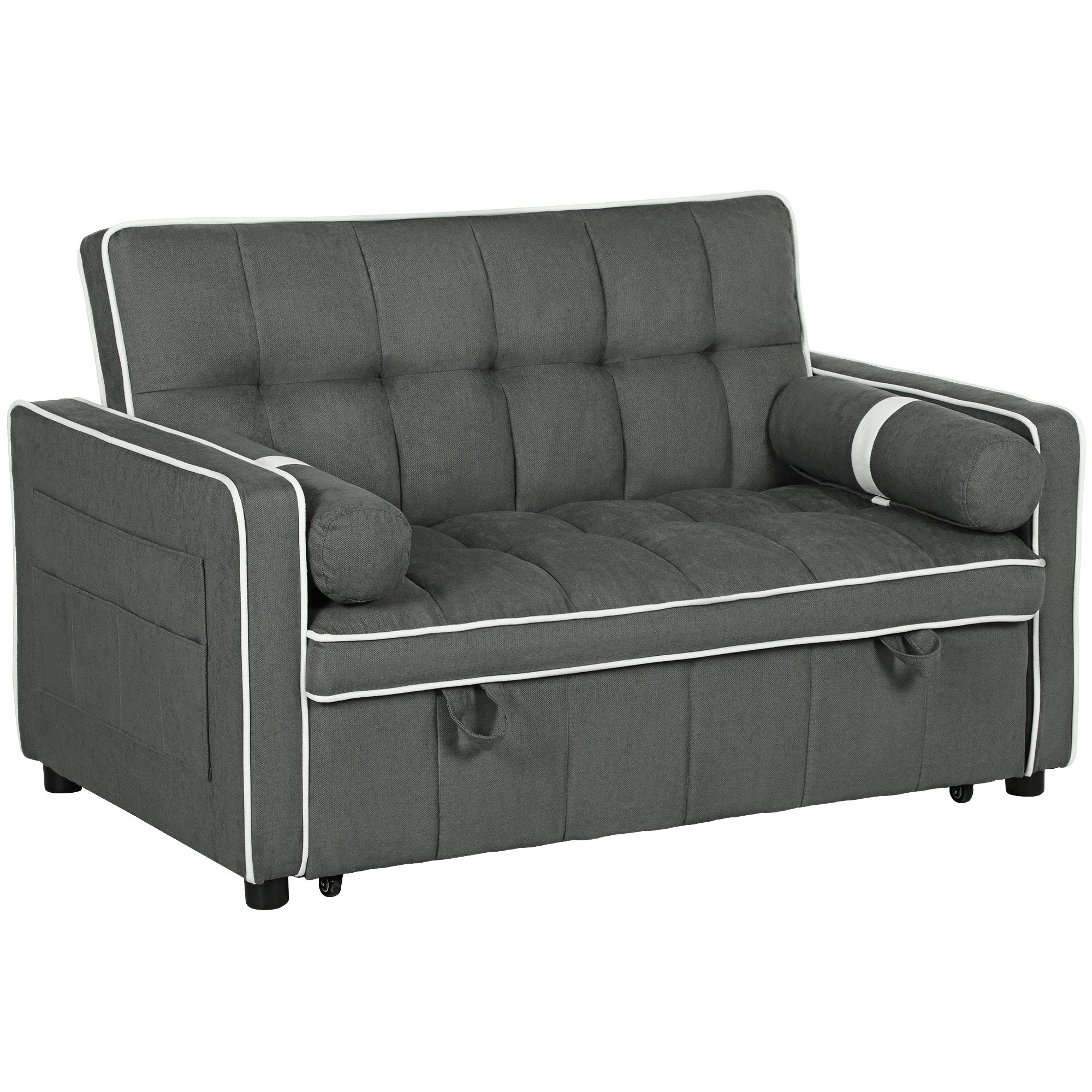 HOMCOM 2 Seater Pull Out Sofa Bed with Adjustable Backrest - Sofa Bed from HOMCOM