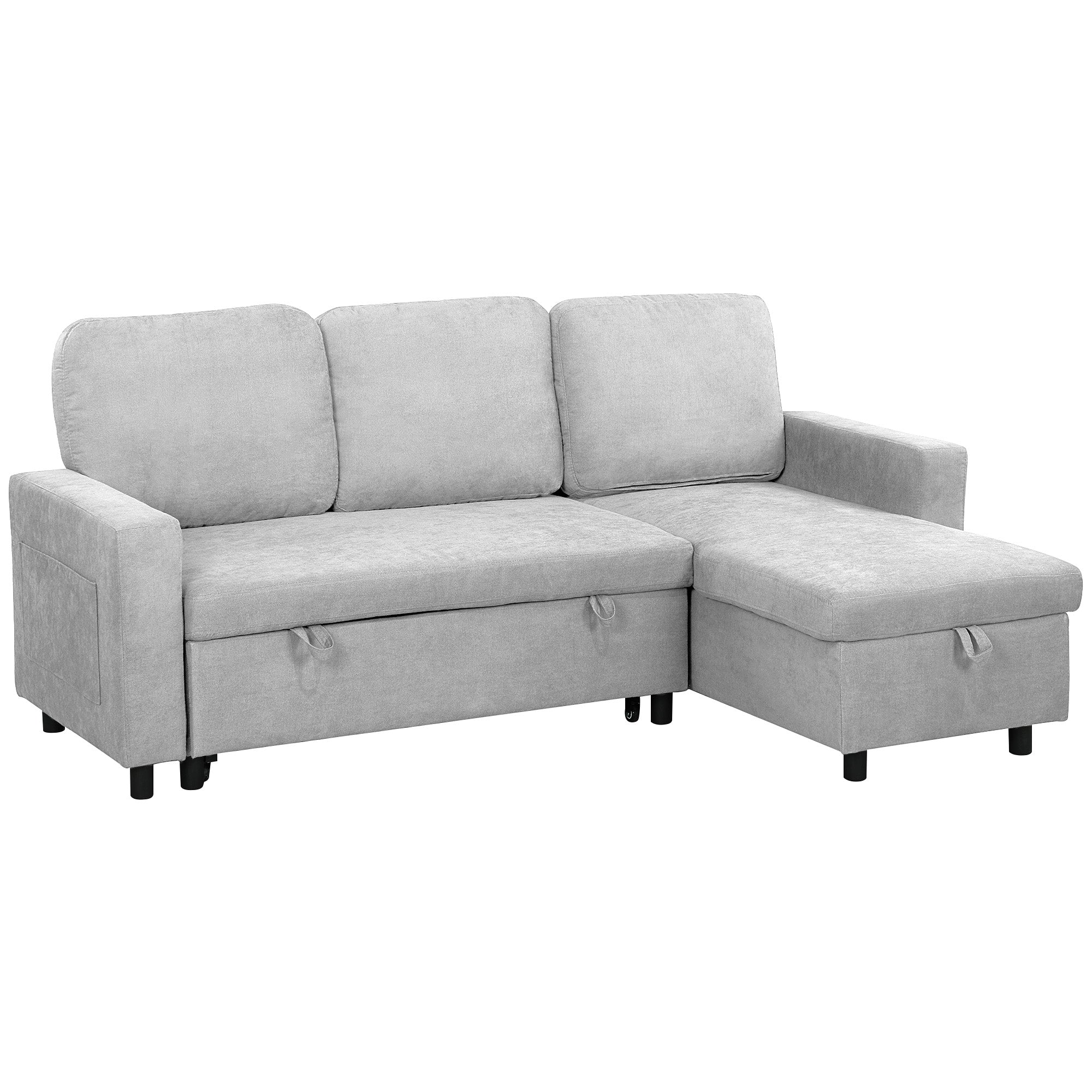 HOMCOM Pull Out Sofa Bed L Shape Corner Sofa w/ Reversible Chaise - Sofa Bed from HOMCOM